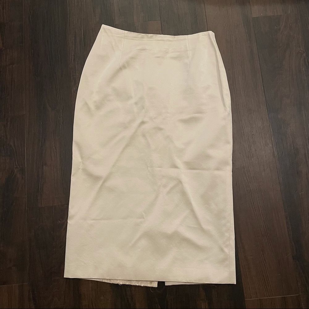 Richard Tyler Couture Silk Twill Skirt Champagne Lace Detail Size 10